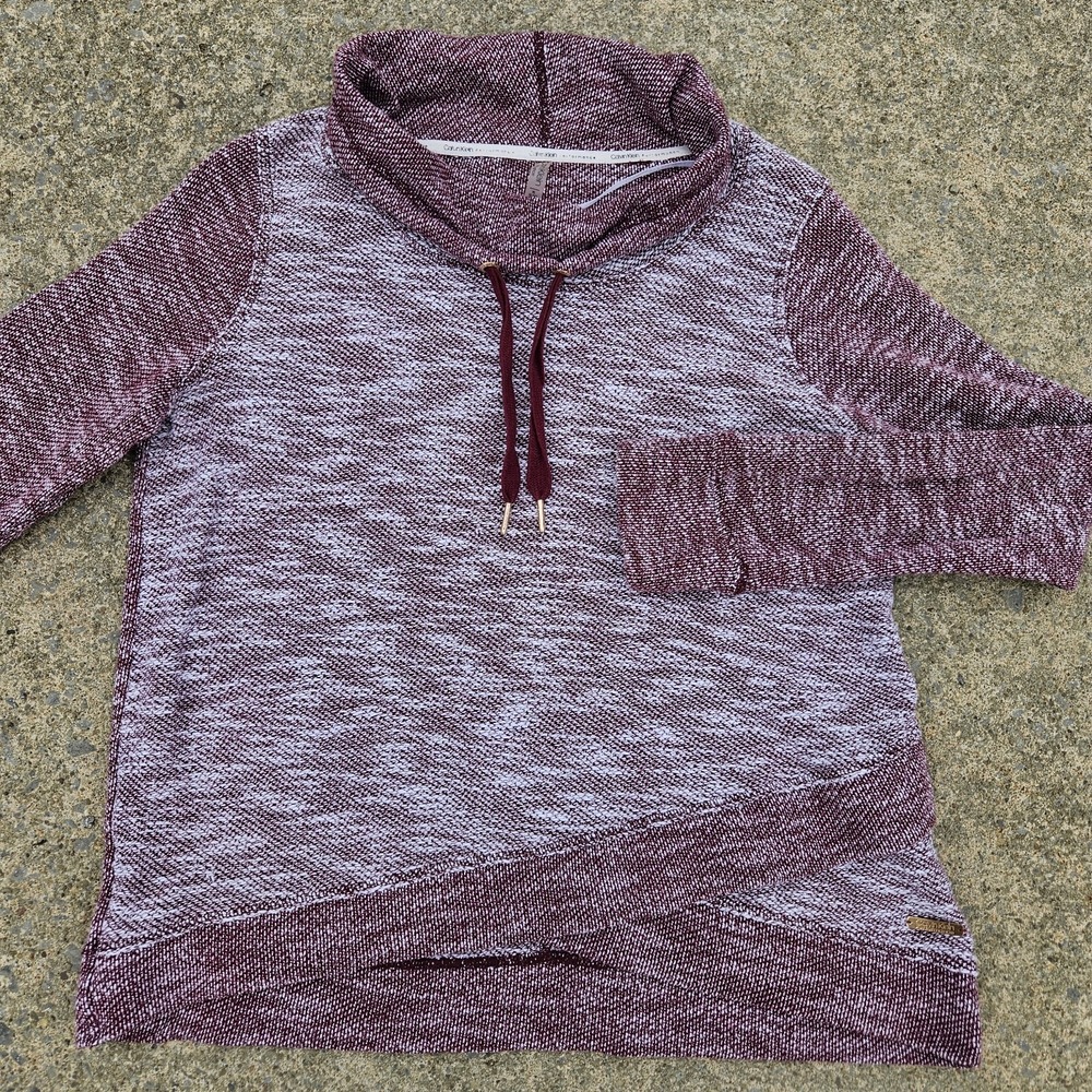 Calvin Klein Performance Sweater Women XL Marled Burgundy Pullover Cowl Neck